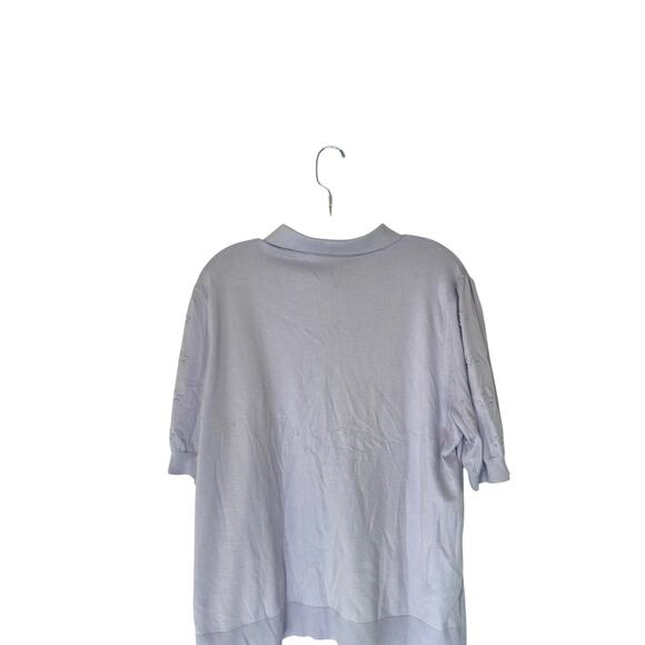 Loft Sweater Shirt Purple Button Front 3D Knit Soft Short‎ Sleeve Work Size XL - Picture 9 of 13